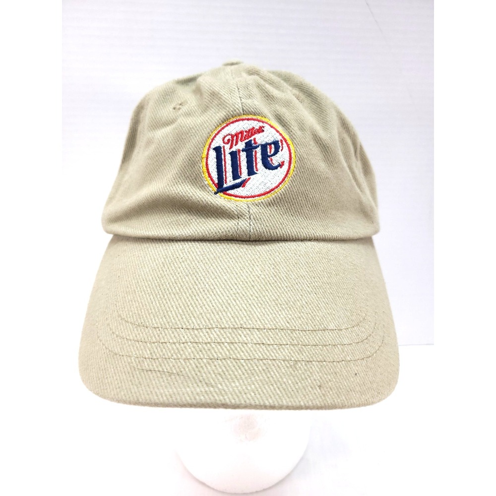 Vintage Miller Lite Baseball Cap Slideback OS Beige Canvas